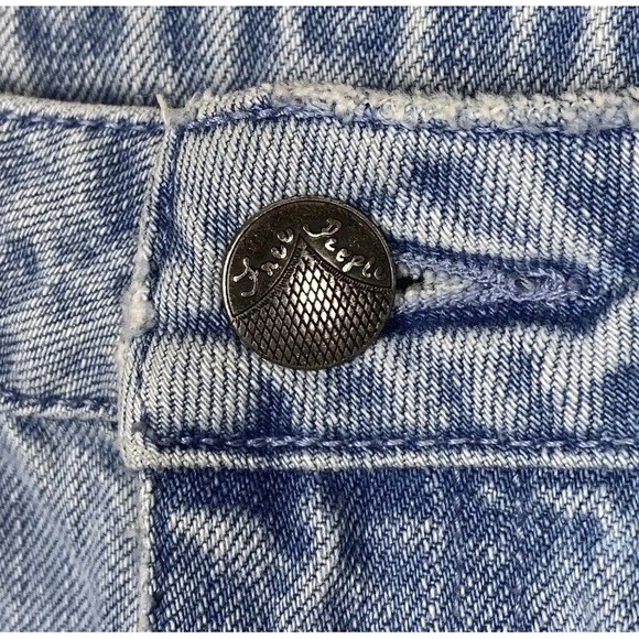 Free People Skirt Womens 4 Mini Jean Blue 2-Tone Denim Patchwork Raw Hem Y2K - Picture 4 of 8